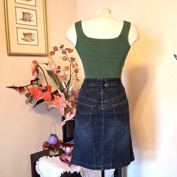 Preowned Sandwich Blue Denim Skirt Chic Knee Length Jean Skirts Tag Size 38 - Picture 8 of 8